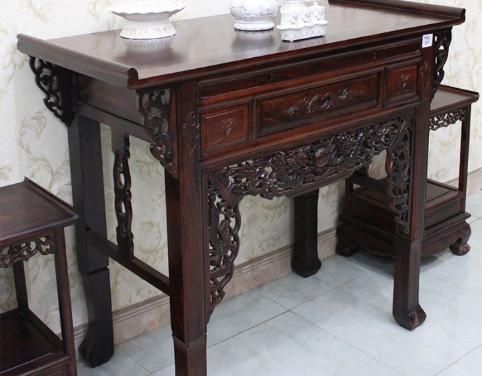 Bàn thờ gia tiên gỗ muồng 1 tầng GT17